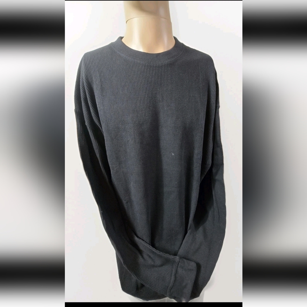 Nona T Thermal Long Sleeve Pullover Shirt 5X 100% Cotton Black NWT Unisex